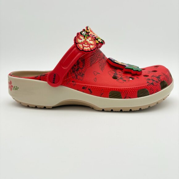 NWT Womens Size 12 Mens Size 10  Frida Kahlo Bone Red Crocs Classic Clogs - Picture 9 of 11